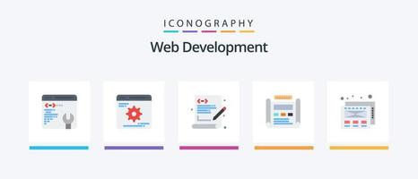 Web Development Flat 5 Icon Pack Including web. layout. language. drawing. design. Creative Icons Design vector