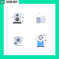 Universal Icon Symbols Group of 4 Modern Flat Icons of speaker finance iot paper roll money Editable Vector Design Elements