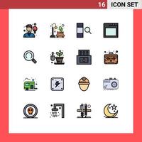 Pictogram Set of 16 Simple Flat Color Filled Lines of magnifier tabs park browser search Editable Creative Vector Design Elements