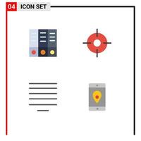 Set of 4 Modern UI Icons Symbols Signs for archive application gps align mobile application Editable Vector Design Elements