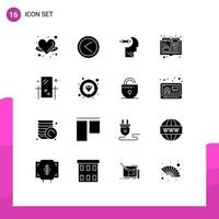 16 Universal Solid Glyphs Set for Web and Mobile Applications dresser magazine user items head Editable Vector Design Elements