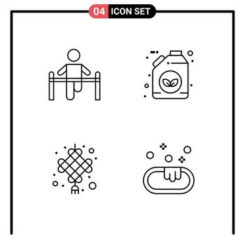 4 Line concept for Websites Mobile and Apps exercise celebration health ecology cny Editable Vector Design Elements