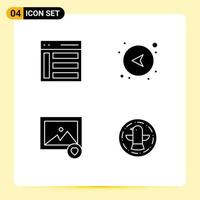 User Interface Pack of 4 Basic Solid Glyphs of communication favorite sidebar direction photo Editable Vector Design Elements