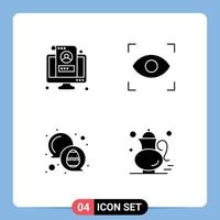 Modern Set of 4 Solid Glyphs Pictograph of account color screen focus egg Editable Vector Design Elements