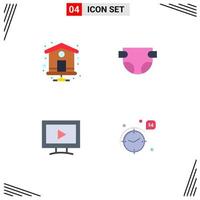 paquete de 4 signos y símbolos de iconos planos modernos para medios de impresión web, como el monitor de bebé de juego en casa, elementos de diseño vectorial editables vector