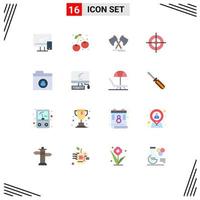 Set of 16 Modern UI Icons Symbols Signs for cloud interface farming aim cutter Editable Pack of Creative Vector Design Elements