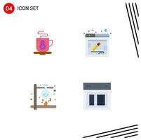 Modern Set of 4 Flat Icons Pictograph of coffee heat blog web science Editable Vector Design Elements