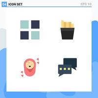 Modern Set of 4 Flat Icons and symbols such as grid chat french child 5 Editable Vector Design Elements