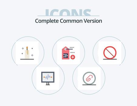 Complete Common Version Flat Icon Pack 5 Icon Design. block. label. pin. add. light vector