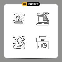 Pictogram Set of 4 Simple Filledline Flat Colors of alert coding red document drop Editable Vector Design Elements