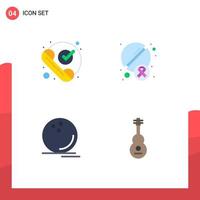 4 User Interface Flat Icon Pack of modern Signs and Symbols of call bowling phone tablet sport Editable Vector Design Elements