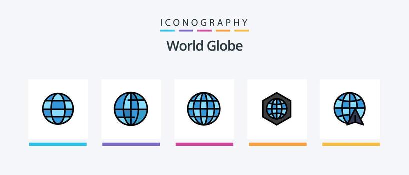 la línea del globo llenó el paquete de 5 íconos que incluye. Internet. viajar. globo. web. diseño de iconos creativos vector