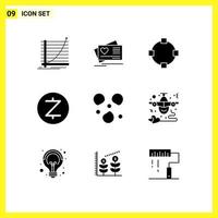 9 Creative Icons Modern Signs and Symbols of weather hail wedding cryptocurrency zcash Editable Vector Design Elements