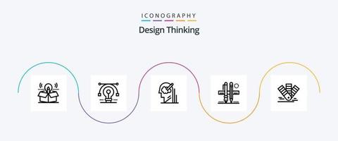 paquete de iconos de línea 5 de pensamiento de diseño que incluye lápiz. estacionario. vector. solución. usuario vector