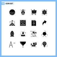 16 Thematic Vector Solid Glyphs and Editable Symbols of investment shape checkout design modeling Editable Vector Design Elements