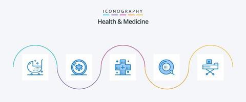 paquete de iconos azul 5 de salud y medicina que incluye fitness. cama. médico. medicamento. formulario vector