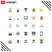 grupo de símbolos de iconos universales de 25 colores planos modernos del proceso de tiempo de la planta del juego pacman elementos de diseño de vectores editables regulares