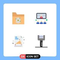 4 iconos planos universales establecidos para aplicaciones web y móviles átomo de vuelta al espacio escolar reunión papel de examen elementos de diseño vectorial editables vector