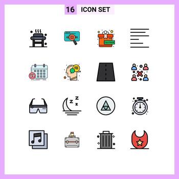 16 líneas rellenas de colores planos vectoriales temáticos y símbolos editables de datos de alineación de texto presentan elementos de diseño de vectores creativos editables gratuitos