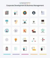 Creative Corporate Development And Business Management 25 Flat icon pack  Such As statistics. globe. employee. global. management vector