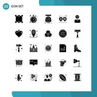 Mobile Interface Solid Glyph Set of 25 Pictograms of service avatar scale ride road Editable Vector Design Elements