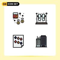 Mobile Interface Filledline Flat Color Set of 4 Pictograms of account test calculator jar high Editable Vector Design Elements