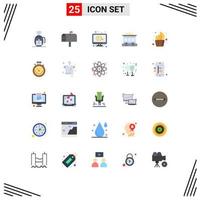 Universal Icon Symbols Group of 25 Modern Flat Colors of day cake pay bakery train Editable Vector Design Elements