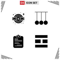 Pack of 4 creative Solid Glyphs of gear medical service legal rings checklist Editable Vector Design Elements