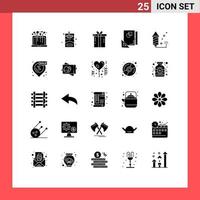 Modern Set of 25 Solid Glyphs Pictograph of celebration sketch gift page design Editable Vector Design Elements