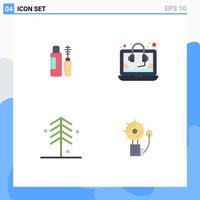 Universal Icon Symbols Group of 4 Modern Flat Icons of maskara garden bottle seo tree Editable Vector Design Elements