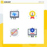 Set of 4 Commercial Flat Icons pack for cloud healthcare upload badge smoking Editable Vector Design Elements