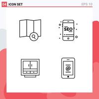 Pictogram Set of 4 Simple Filledline Flat Colors of explore drawer mobile online furniture Editable Vector Design Elements