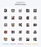 paquete de iconos rellenos de 25 líneas de análisis estadístico creativo, como compras. grafico. web. Finanzas. Estadísticas vector