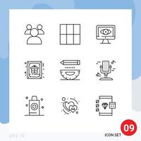 9 Thematic Vector Outlines and Editable Symbols of pencil design card compass greeting Editable Vector Design Elements