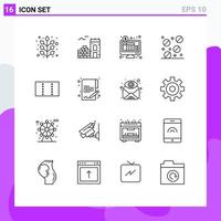 16 Universal Outlines Set for Web and Mobile Applications economy minimize internet layout pills Editable Vector Design Elements