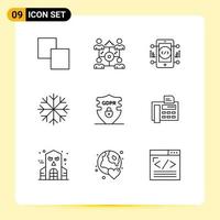 Outline Pack of 9 Universal Symbols of security gdpr development data snow Editable Vector Design Elements