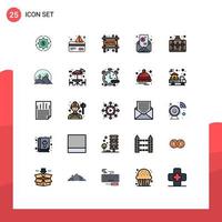 25 iconos creativos, signos y símbolos modernos de resultado, tarjeta de correo, carta, motel, elementos de diseño vectorial editables vector