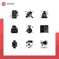 Stock Vector Icon Pack of 9 Line Signs and Symbols for badge office search mail finance Editable Vector Design Elements