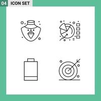 4 colores planos de línea de llenado de vectores temáticos y símbolos editables de estadísticas de gráfico de potencia de nacklace ambición elementos de diseño de vectores editables