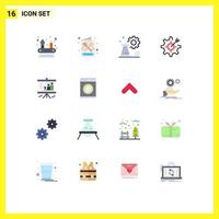 16 Thematic Vector Flat Colors and Editable Symbols of target gear strategy focus config Editable Pack of Creative Vector Design Elements