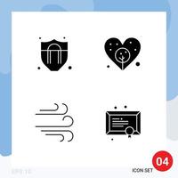 Modern Set of 4 Solid Glyphs Pictograph of access diploma earth direction school Editable Vector Design Elements
