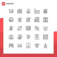 Universal Icon Symbols Group of 25 Modern Lines of environment city fun radio equipment Editable Vector Design Elements