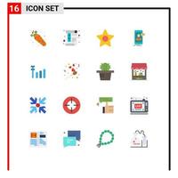 Group of 16 Flat Colors Signs and Symbols for connection mobile ruler meeting chat Editable Pack of Creative Vector Design Elements