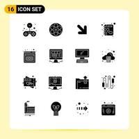 Universal Icon Symbols Group of 16 Modern Solid Glyphs of entrepreneurship phone book tape phone book Editable Vector Design Elements