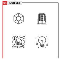 4 User Interface Line Pack of modern Signs and Symbols of expanse analysis crypto currency dormitory chart Editable Vector Design Elements