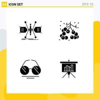 Group of 4 Solid Glyphs Signs and Symbols for architect glasses sketch food view Editable Vector Design Elements