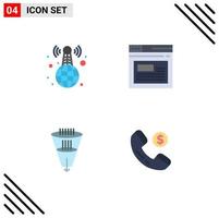 Mobile Interface Flat Icon Set of 4 Pictograms of world wide filter news web filtration Editable Vector Design Elements