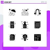 9 Creative Icons Modern Signs and Symbols of spa massage head phone aromatherapy video Editable Vector Design Elements