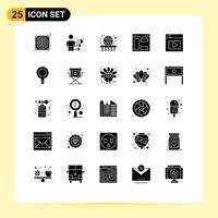Modern Set of 25 Solid Glyphs and symbols such as web webpage ball internet learning Editable Vector Design Elements