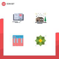 Pack of 4 Modern Flat Icons Signs and Symbols for Web Print Media such as book hardware mouse house midi Editable Vector Design Elements